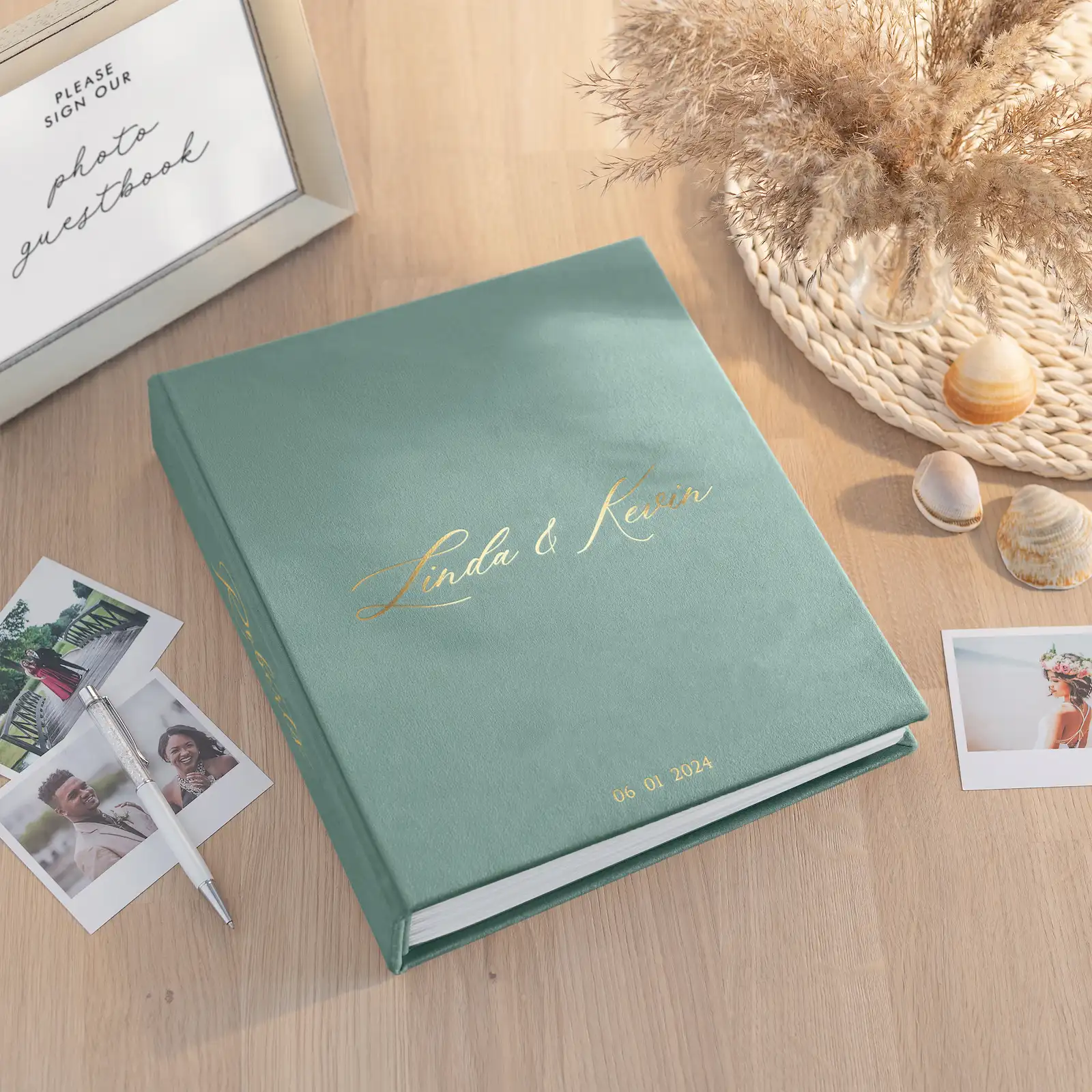 Velvet Wedding Guest Book Vertical