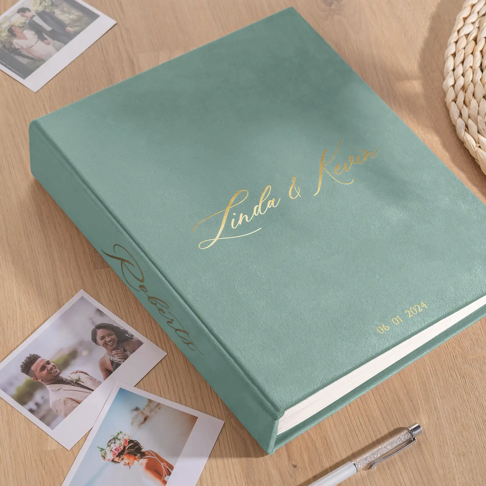 Velvet Wedding Guest Book Vertical - Image 4