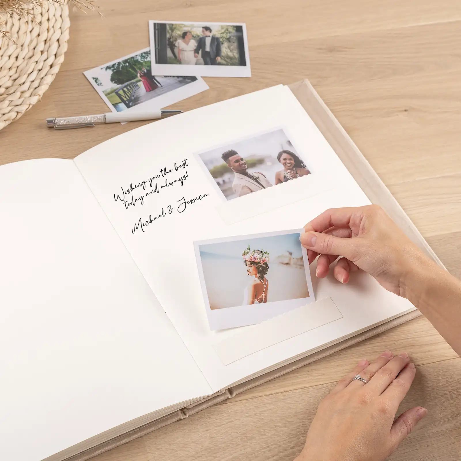 Velvet Wedding Guest Book Vertical W143 - Image 2
