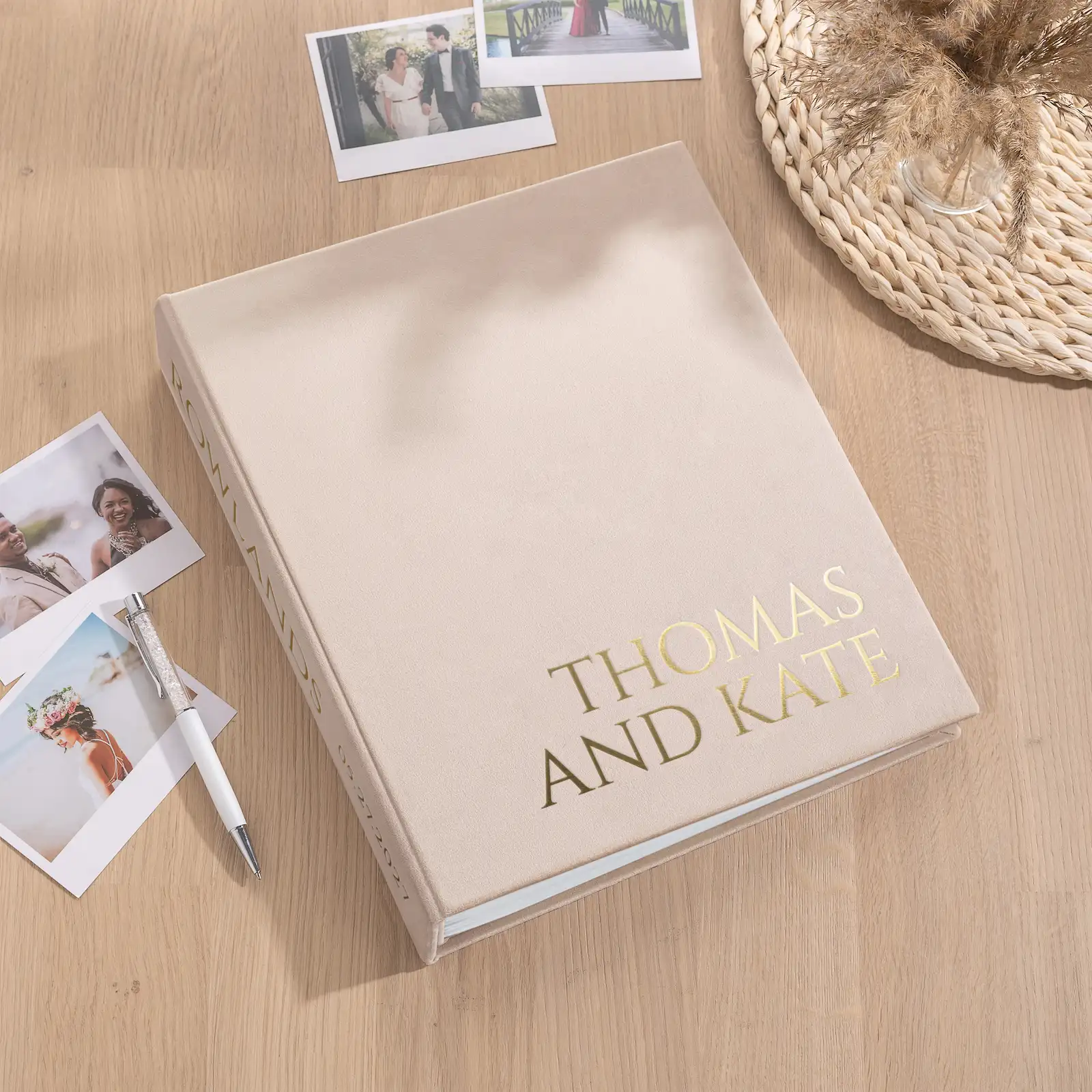 Velvet Wedding Guest Book Vertical W143 - Image 5