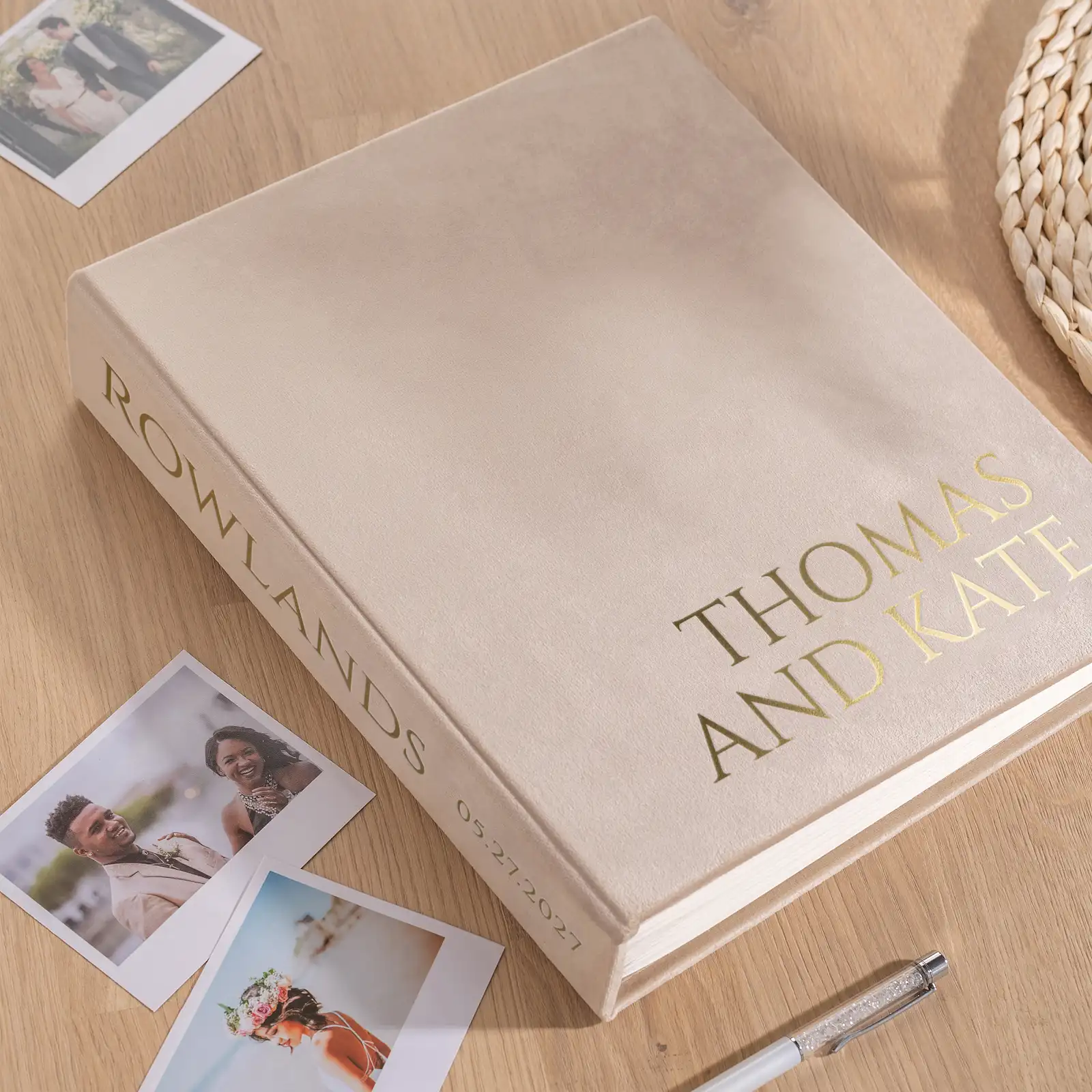 Velvet Wedding Guest Book Vertical W143 - Image 4