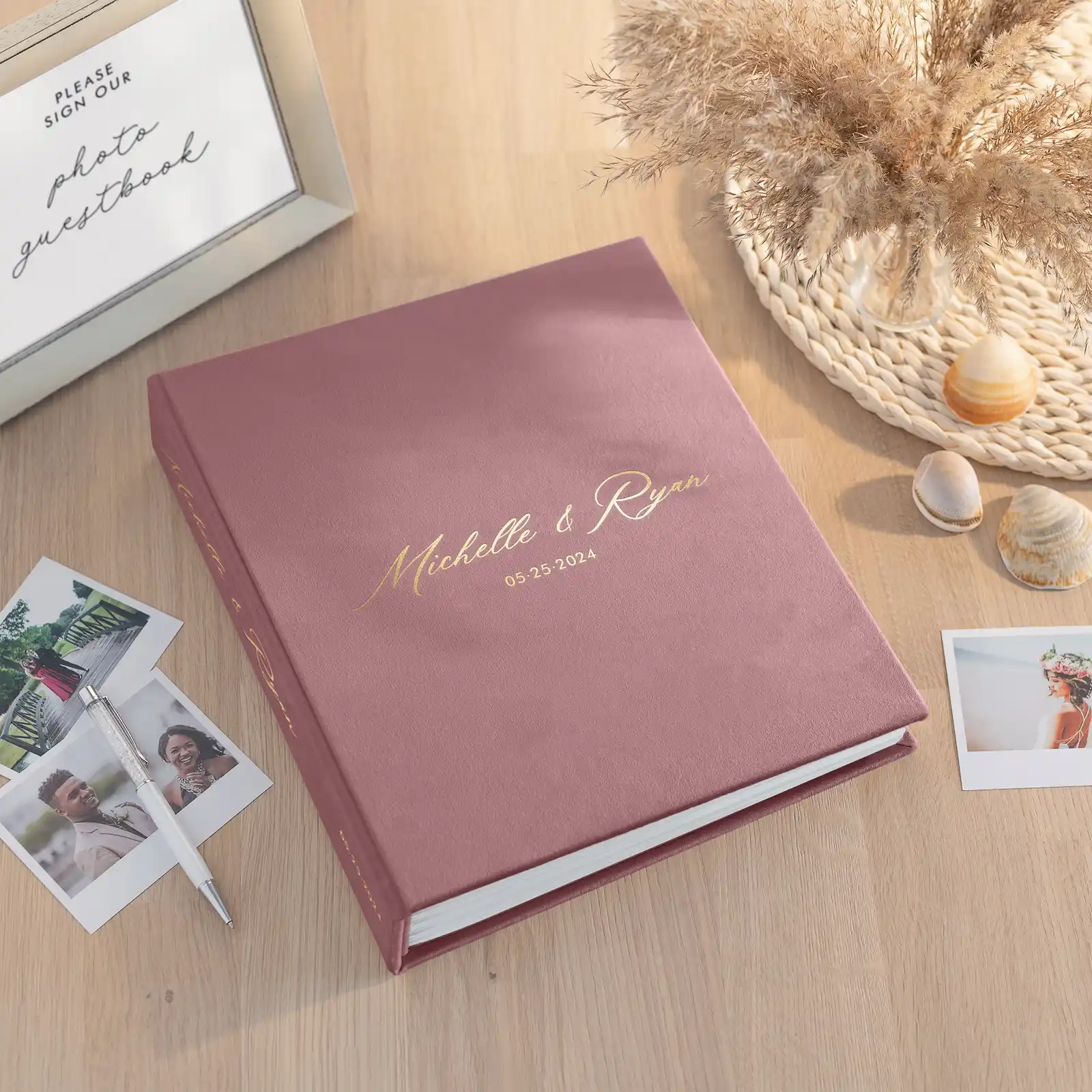 Velvet Wedding Guest Book Vertical