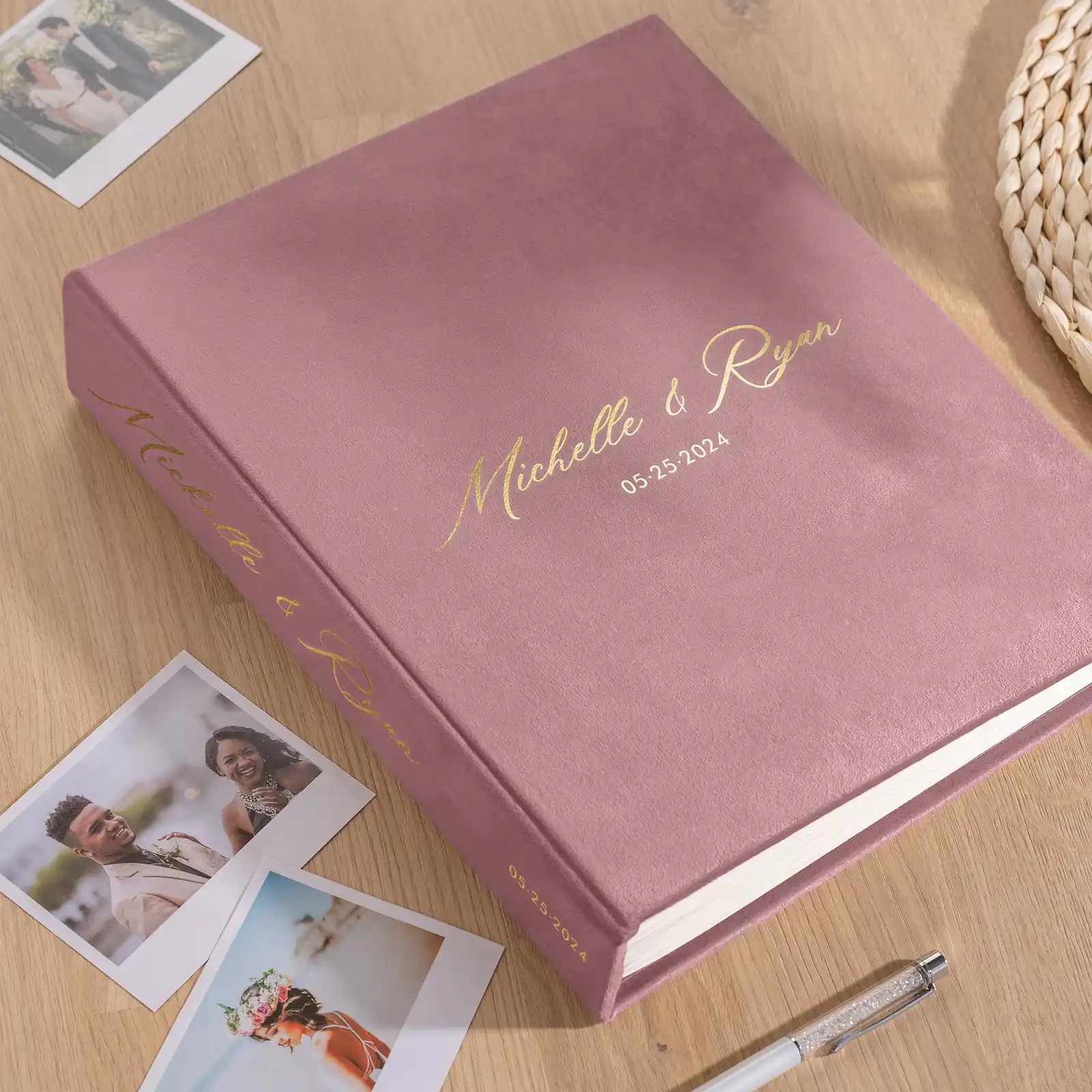 Velvet Wedding Guest Book Vertical - Image 4