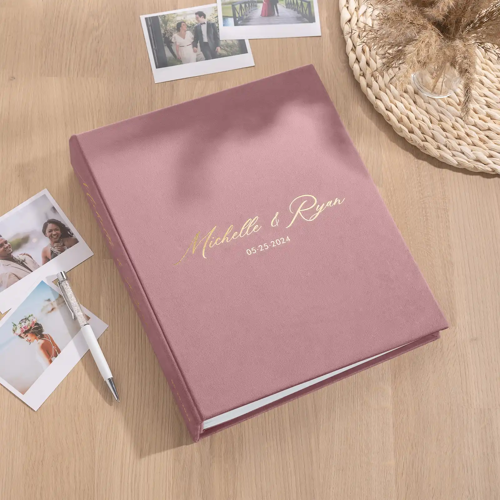 Velvet Wedding Guest Book Vertical - Image 5