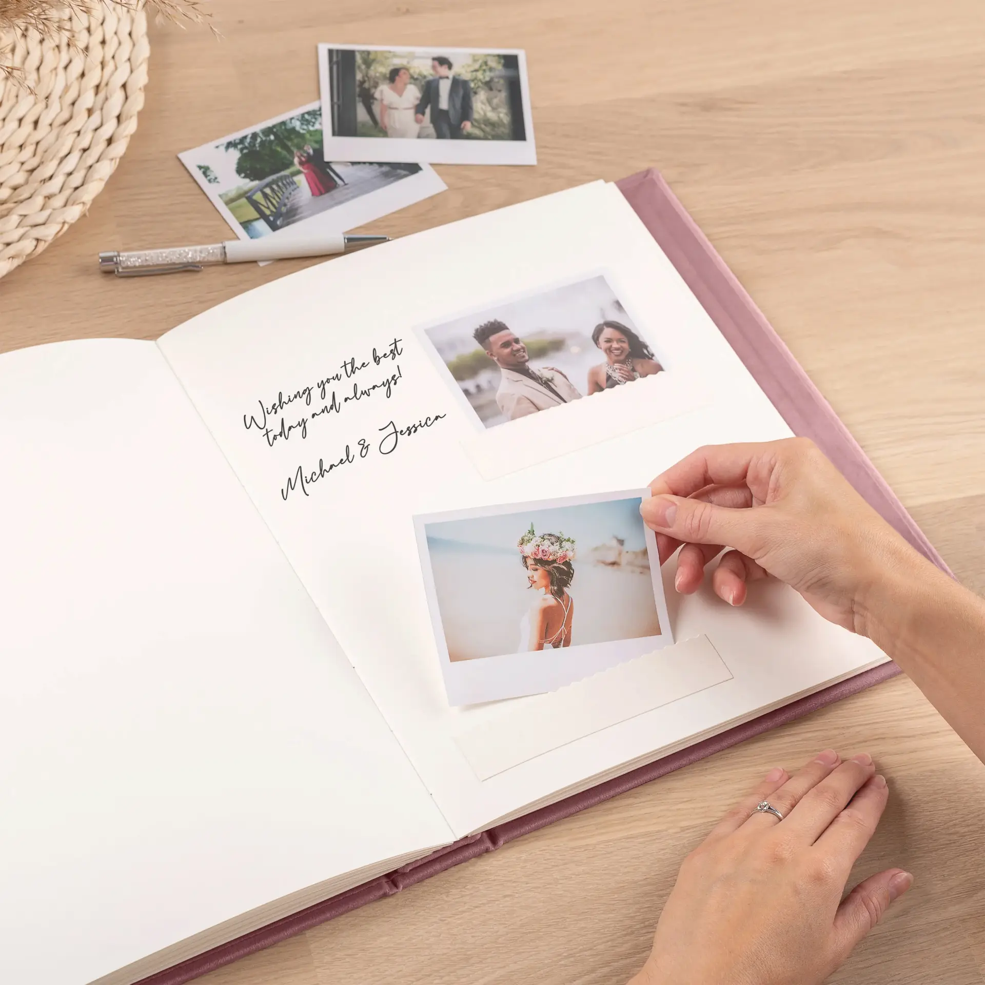Velvet Wedding Guest Book Vertical - Image 3