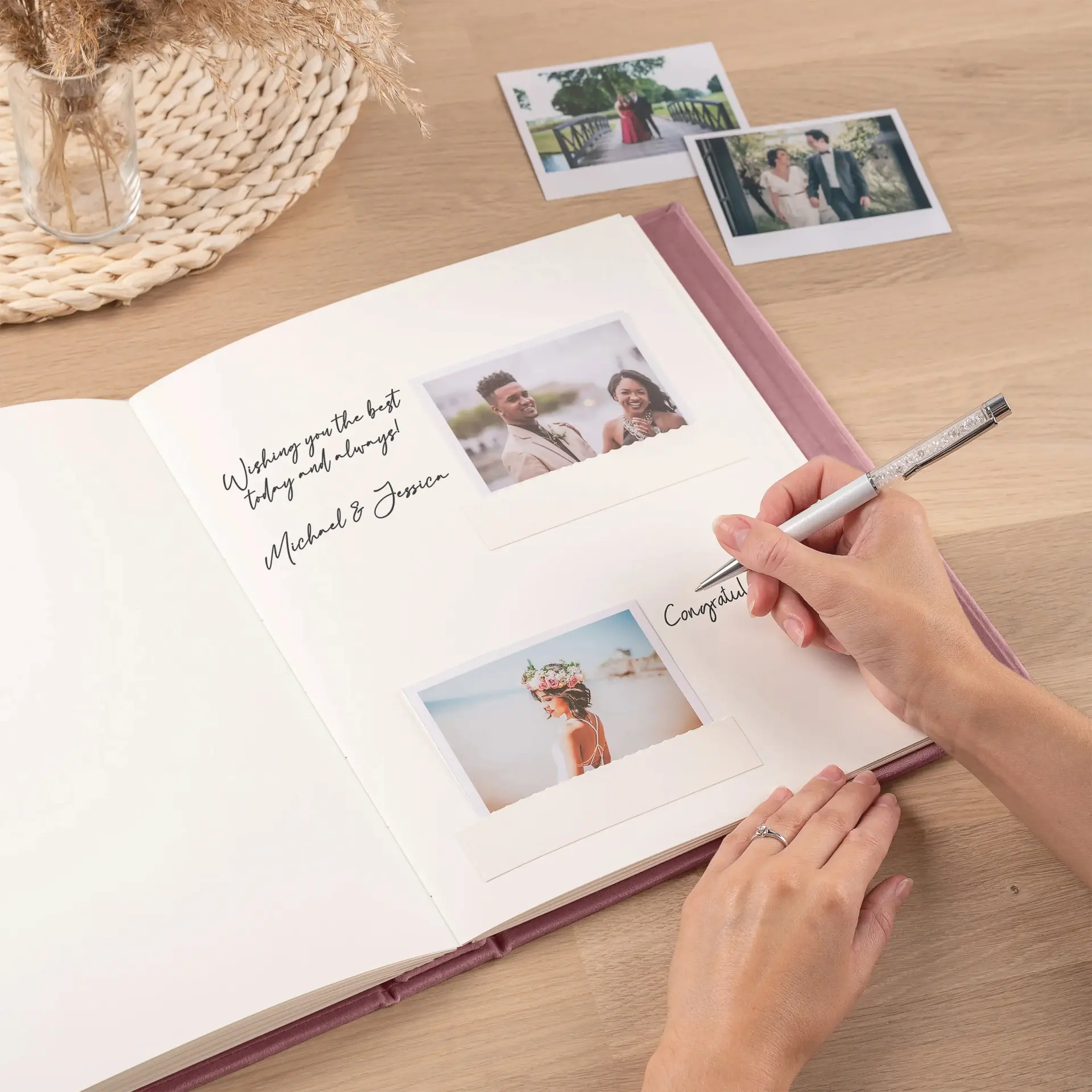 Velvet Wedding Guest Book Vertical - Image 2