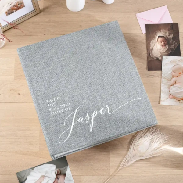 Linen Baby Slip In Photo Album for 100-1000 4x6 Photos, Design B74