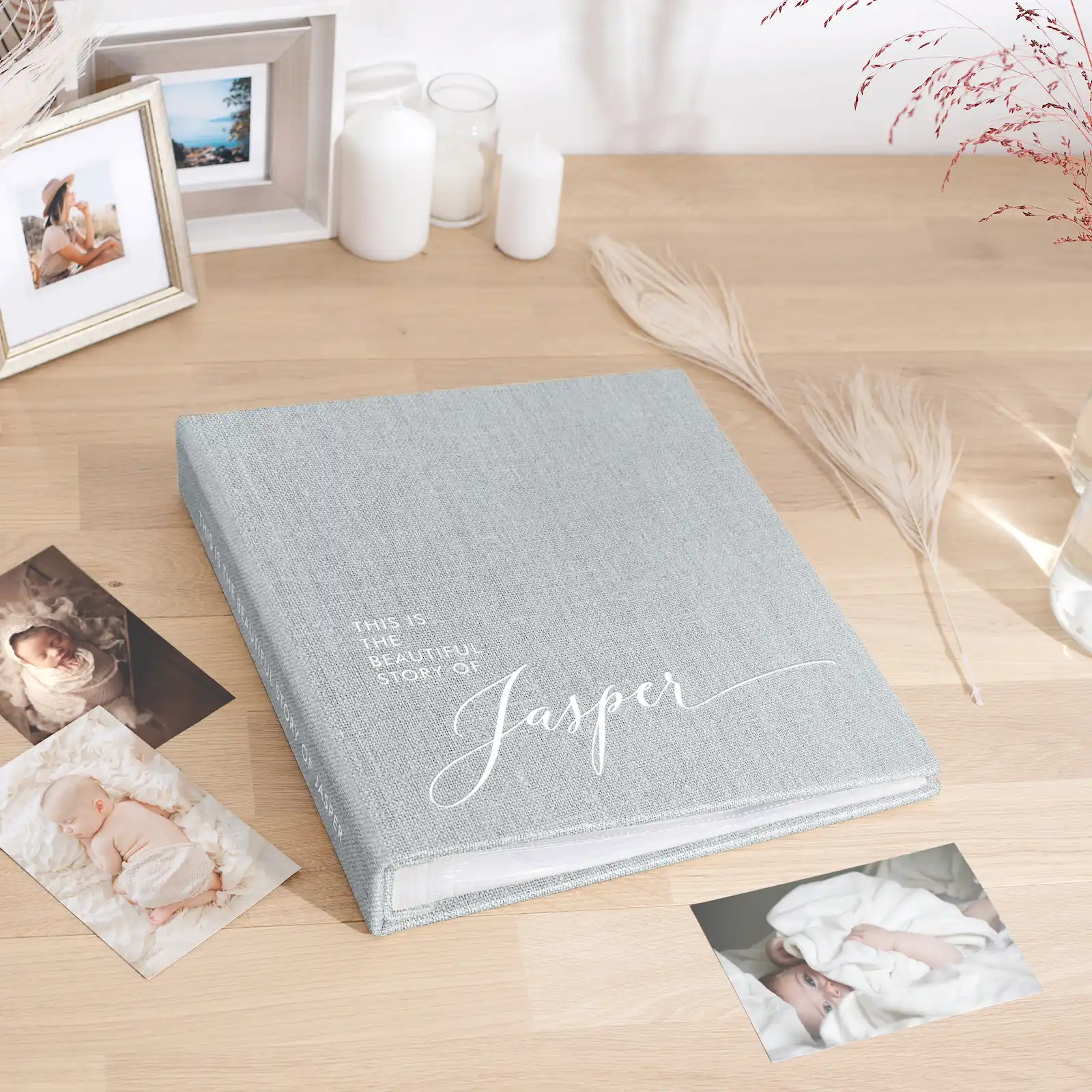 Linen Baby Slip In Photo Album for 100-1000 4x6 Photos, Design B74 - Image 2