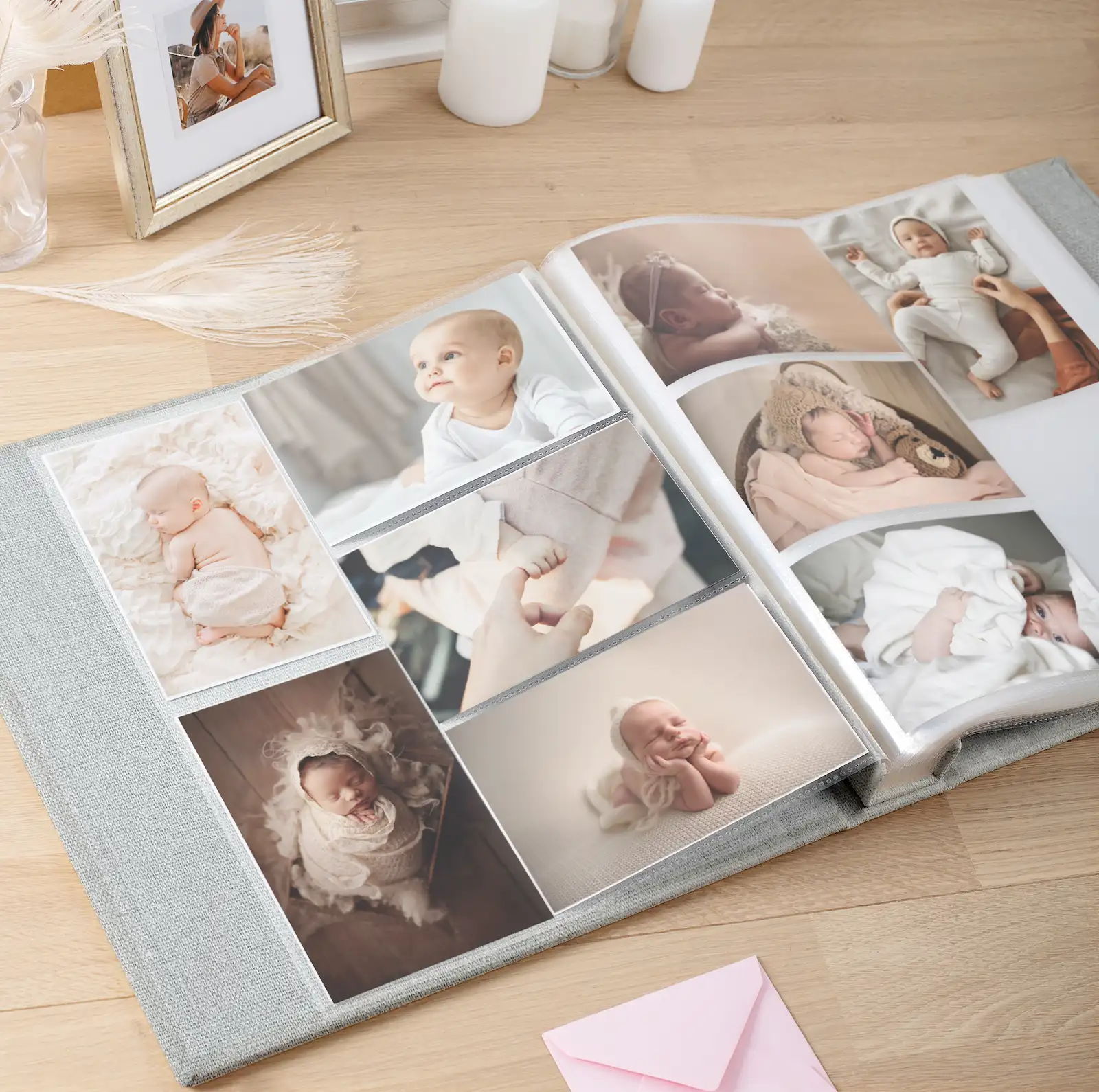 Linen Baby Slip In Photo Album for 100-1000 4x6 Photos, Design B74 - Image 3