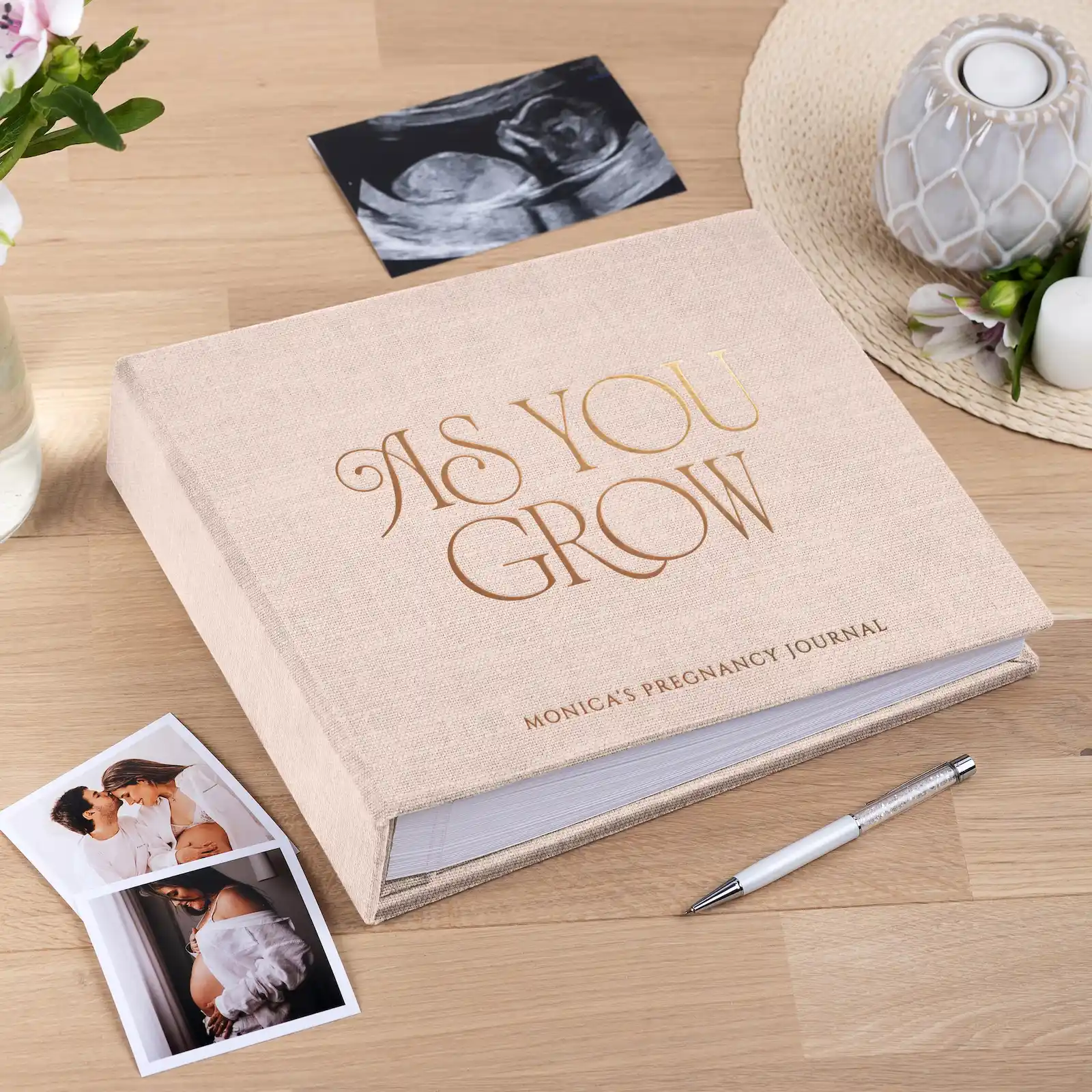 Linen Pregnancy Book, Design P16