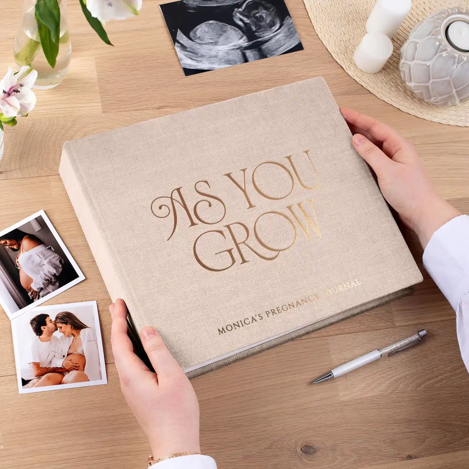 Linen Pregnancy Book, Design P16 - Image 2