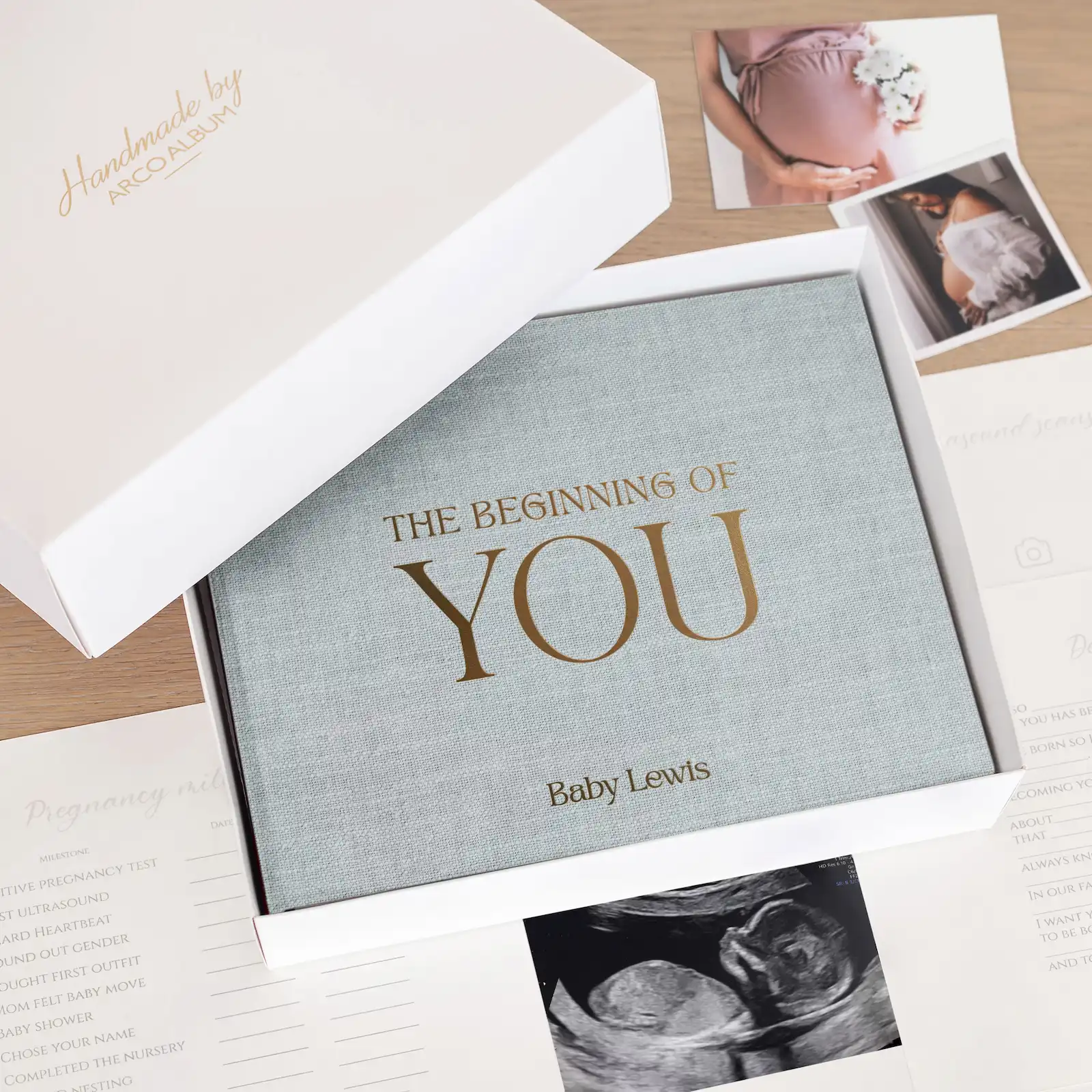 Linen Pregnancy Book, Design P15 - Image 5