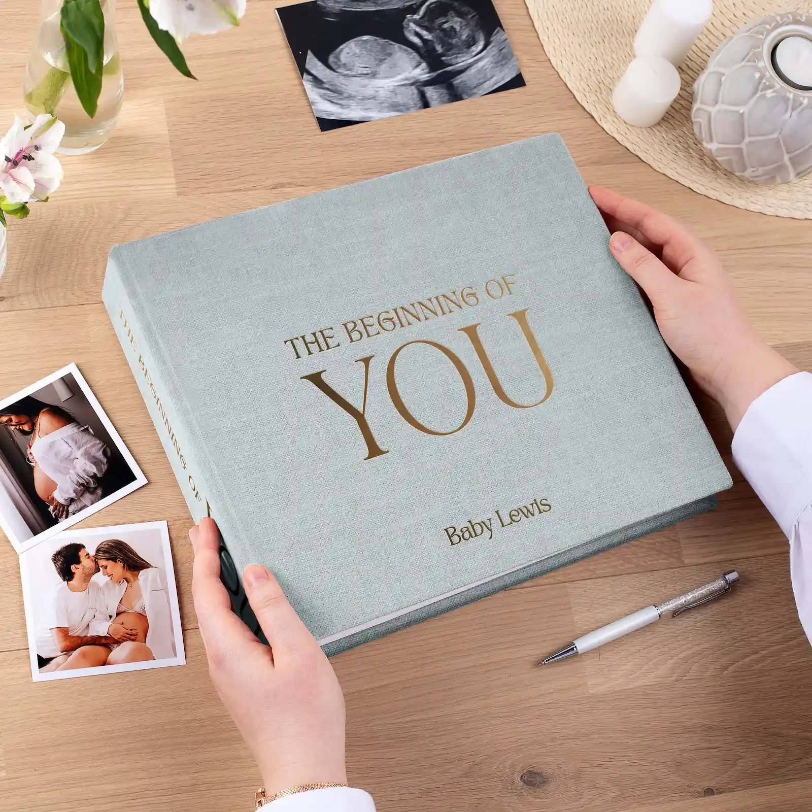 Linen Pregnancy Book, Design P15 - Image 2