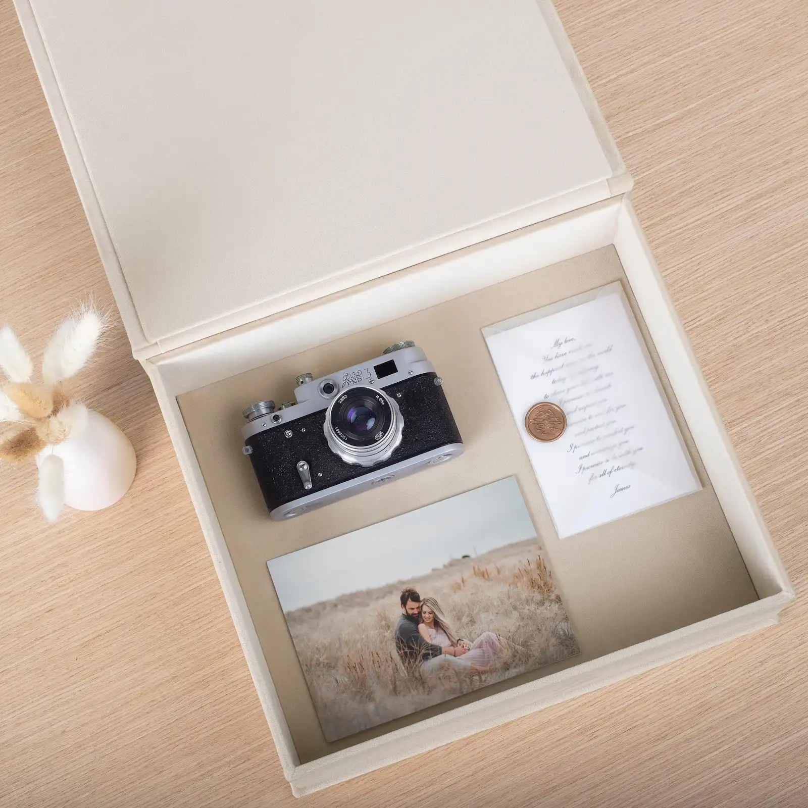 Velvet Wedding Keepsake Box, Photo Window - Image 5