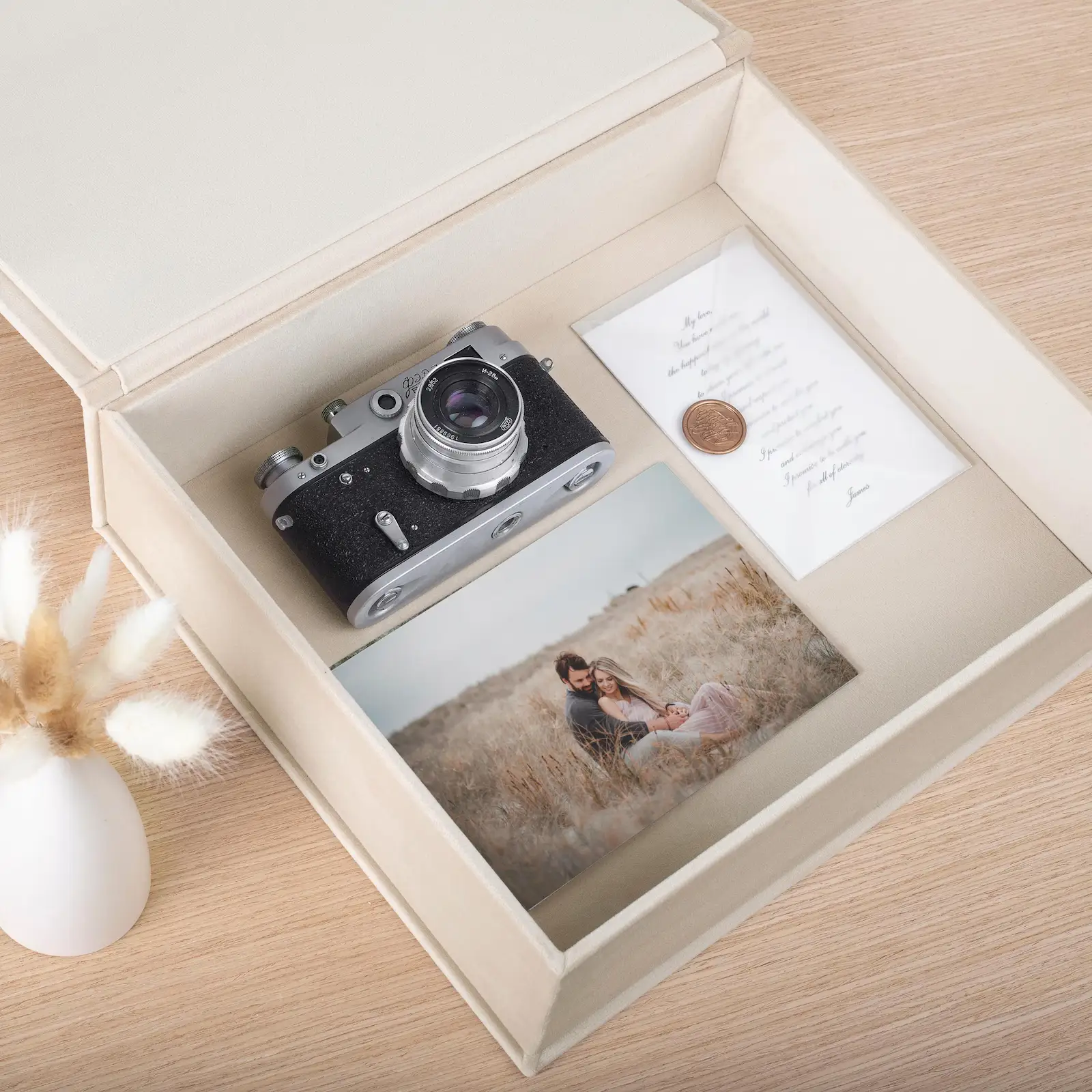 Velvet Wedding Keepsake Box, Photo Window - Image 6