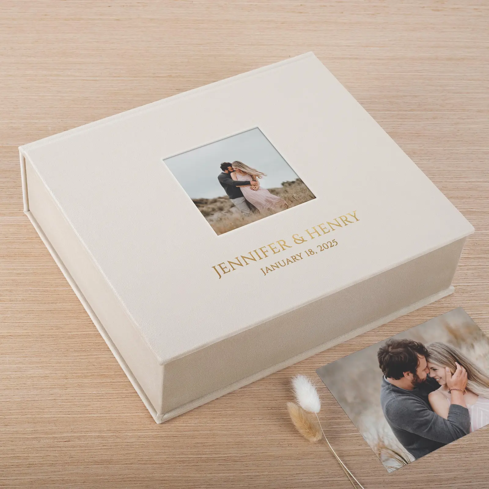 Velvet Wedding Keepsake Box, Photo Window - Image 3