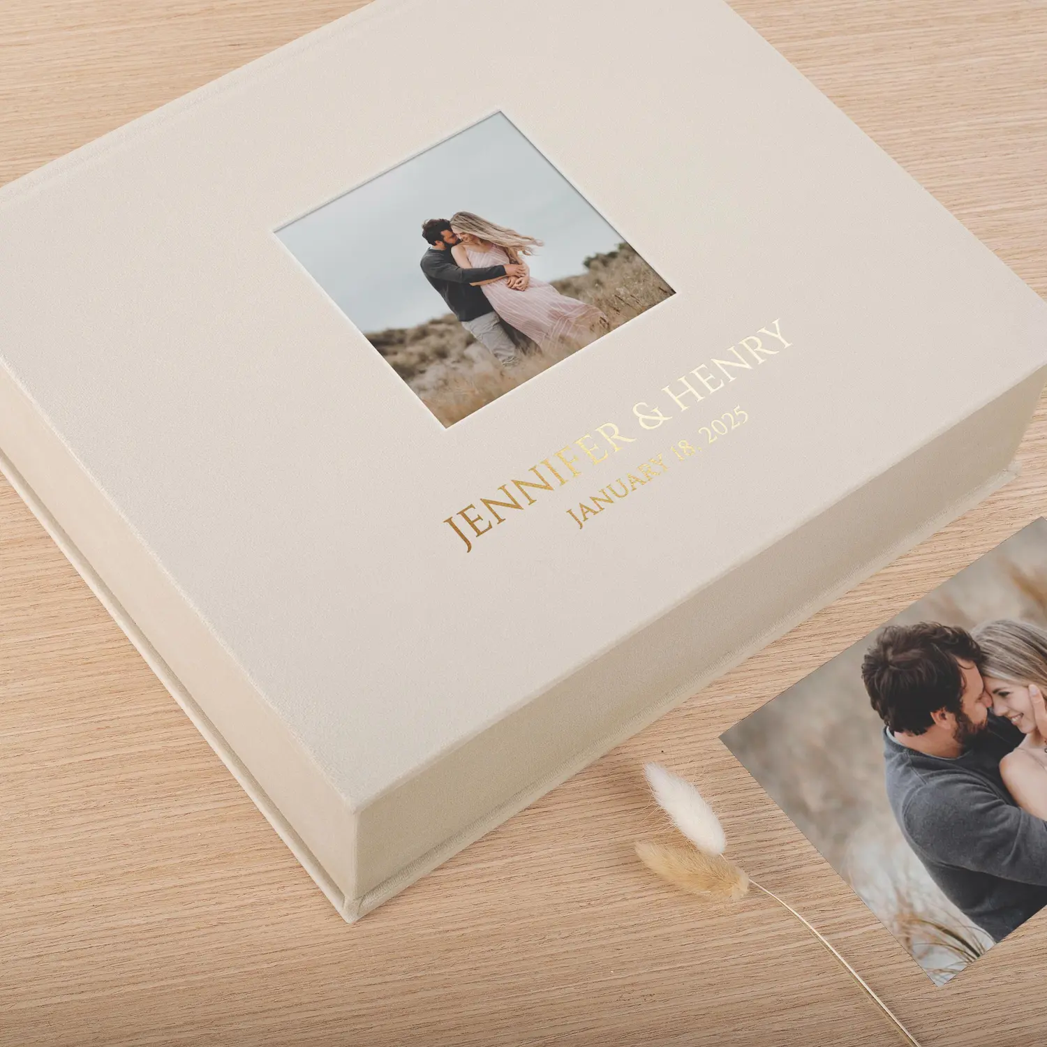 Velvet Wedding Keepsake Box, Photo Window