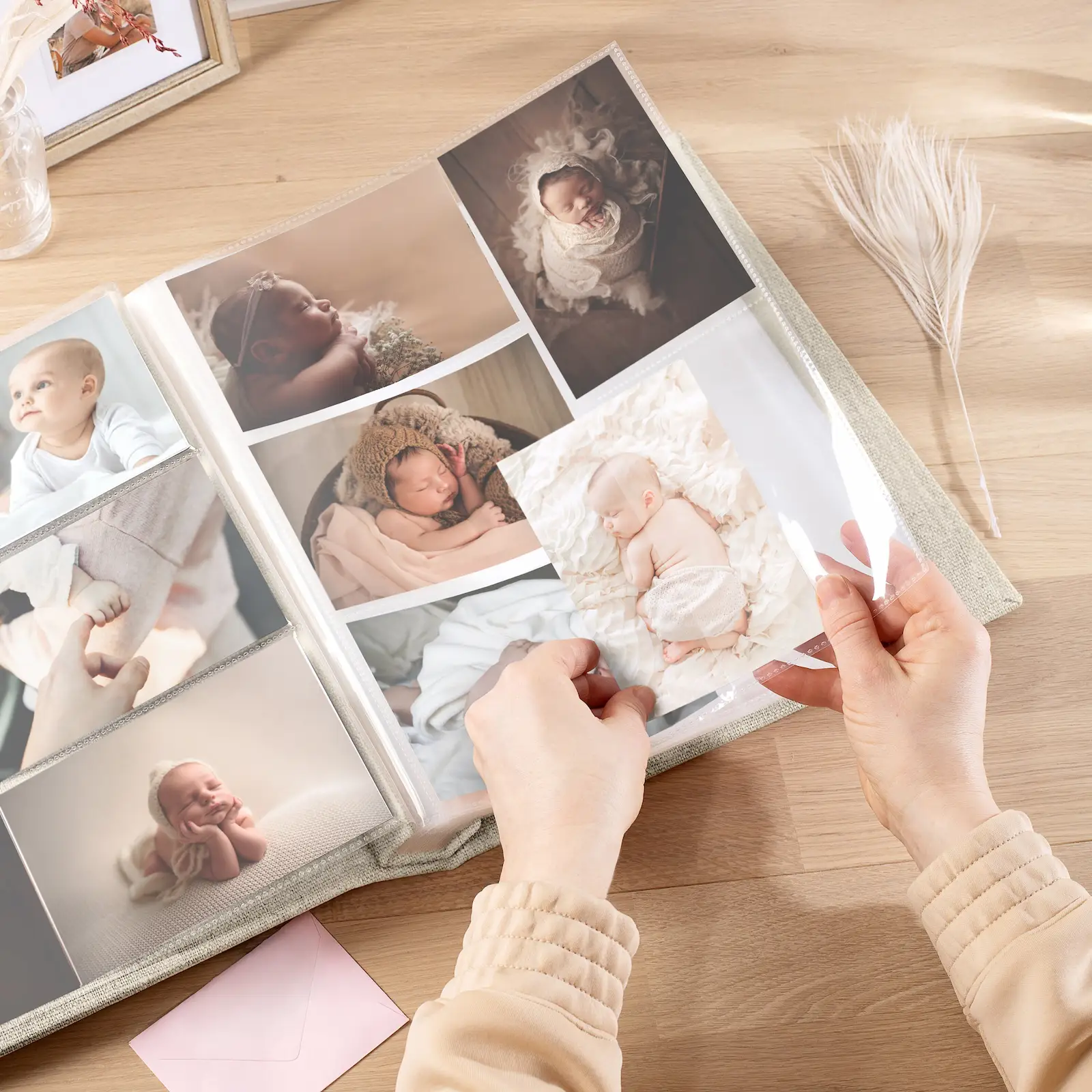 Linen Baby Slip In Photo Album for 100-1000 4x6 Photos, Design B75 - Image 3