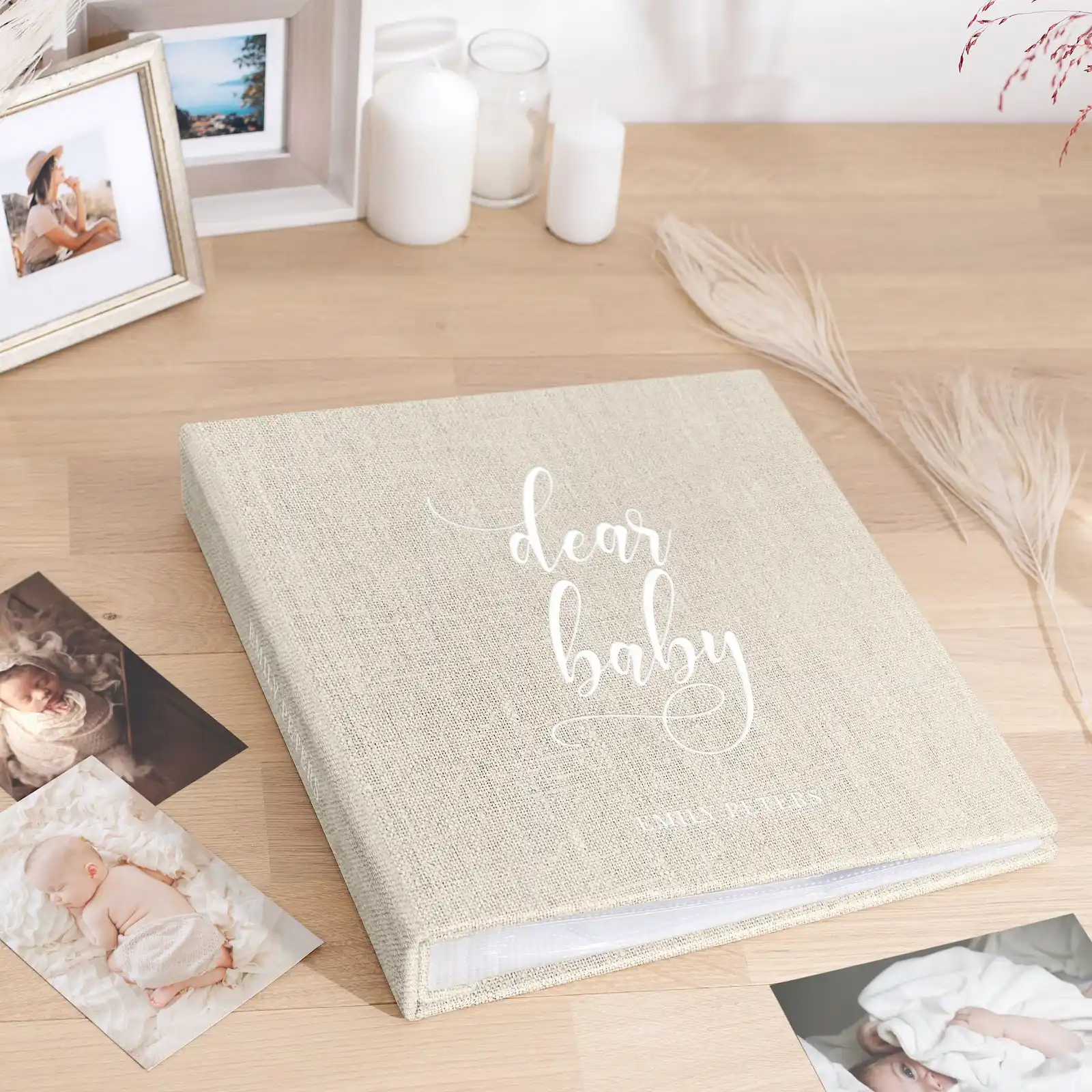 Linen Baby Slip In Photo Album for 100-1000 4x6 Photos, Design B75 - Image 2