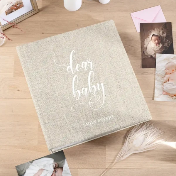 Linen Baby Slip In Photo Album for 100-1000 4x6 Photos, Design B75