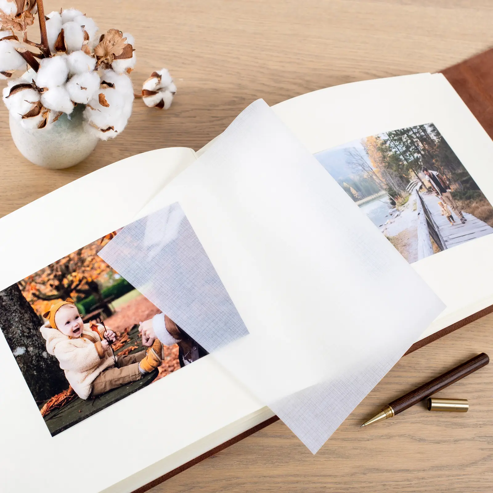 Leather Traditional Photo Album, Rustic Crazy Horse Leather, Wrap tie closure - Image 3