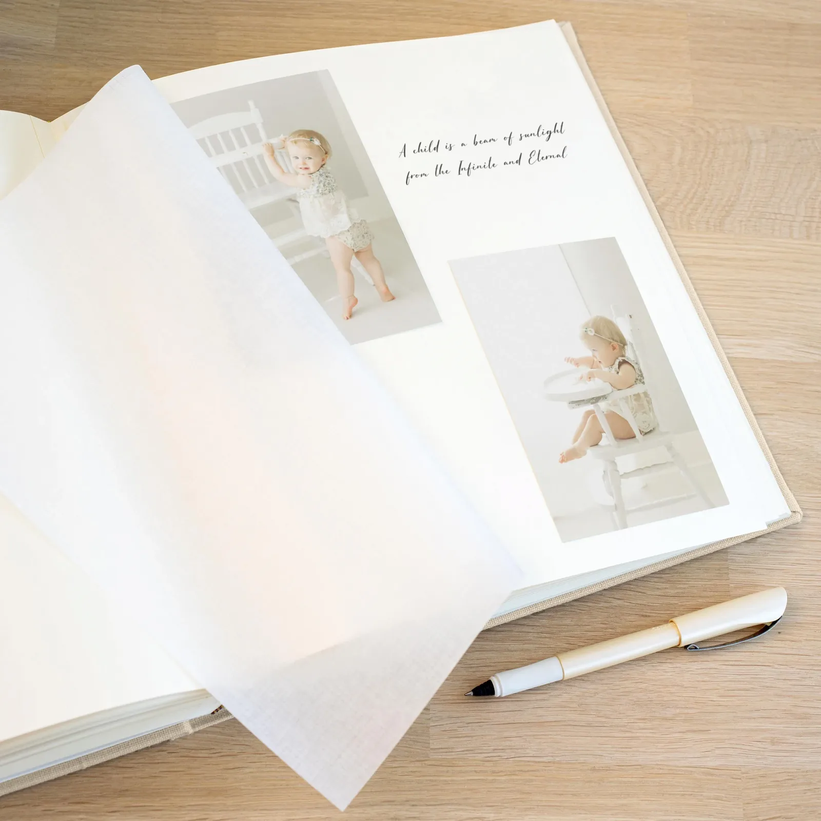 Linen Traditional Baby Photo Album, Photo Window, Design B248 - Image 5
