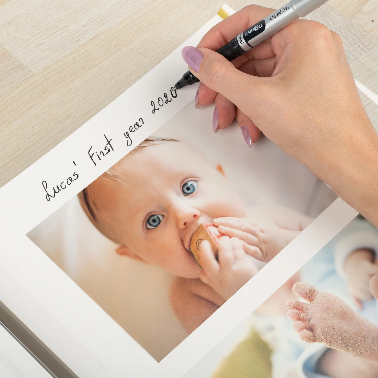 Linen Baby Self Adhesive Photo Album, Photo Window - Image 5