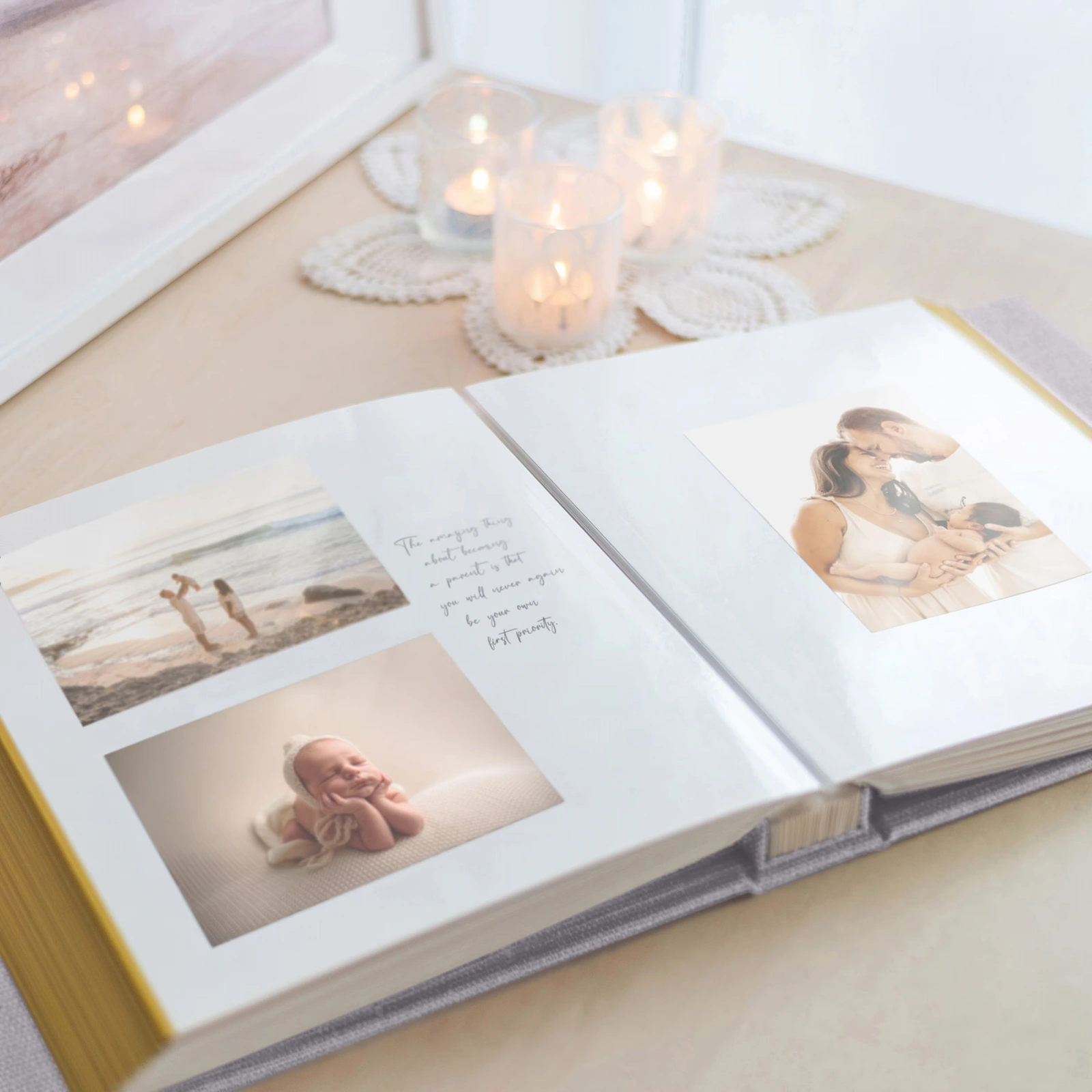 Linen Baby Self Adhesive Photo Album, Design B75 - Image 3