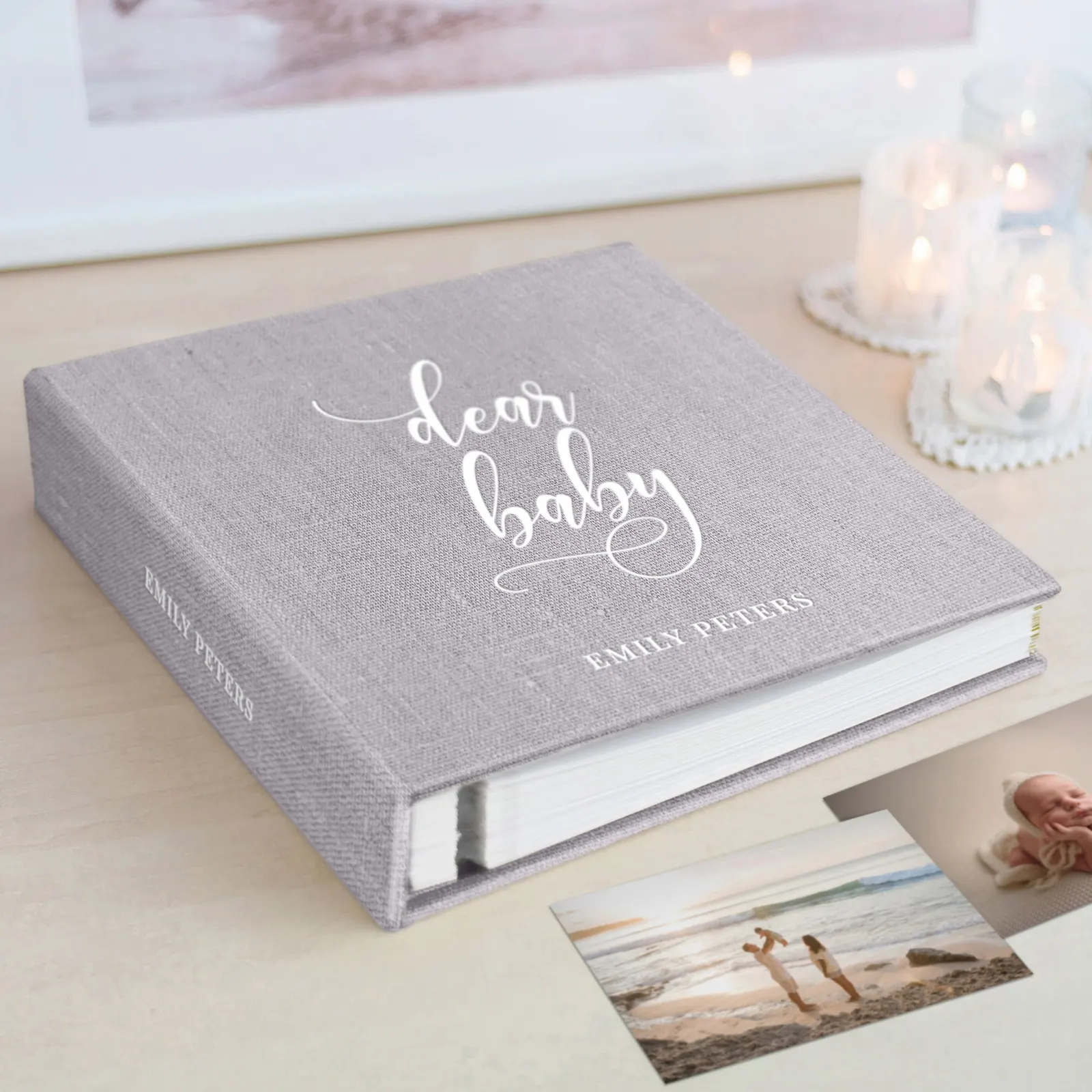 Linen Baby Self Adhesive Photo Album, Design B75