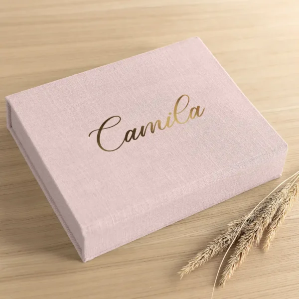 Linen Baby Keepsake Box, Magnet Closure, Design B249