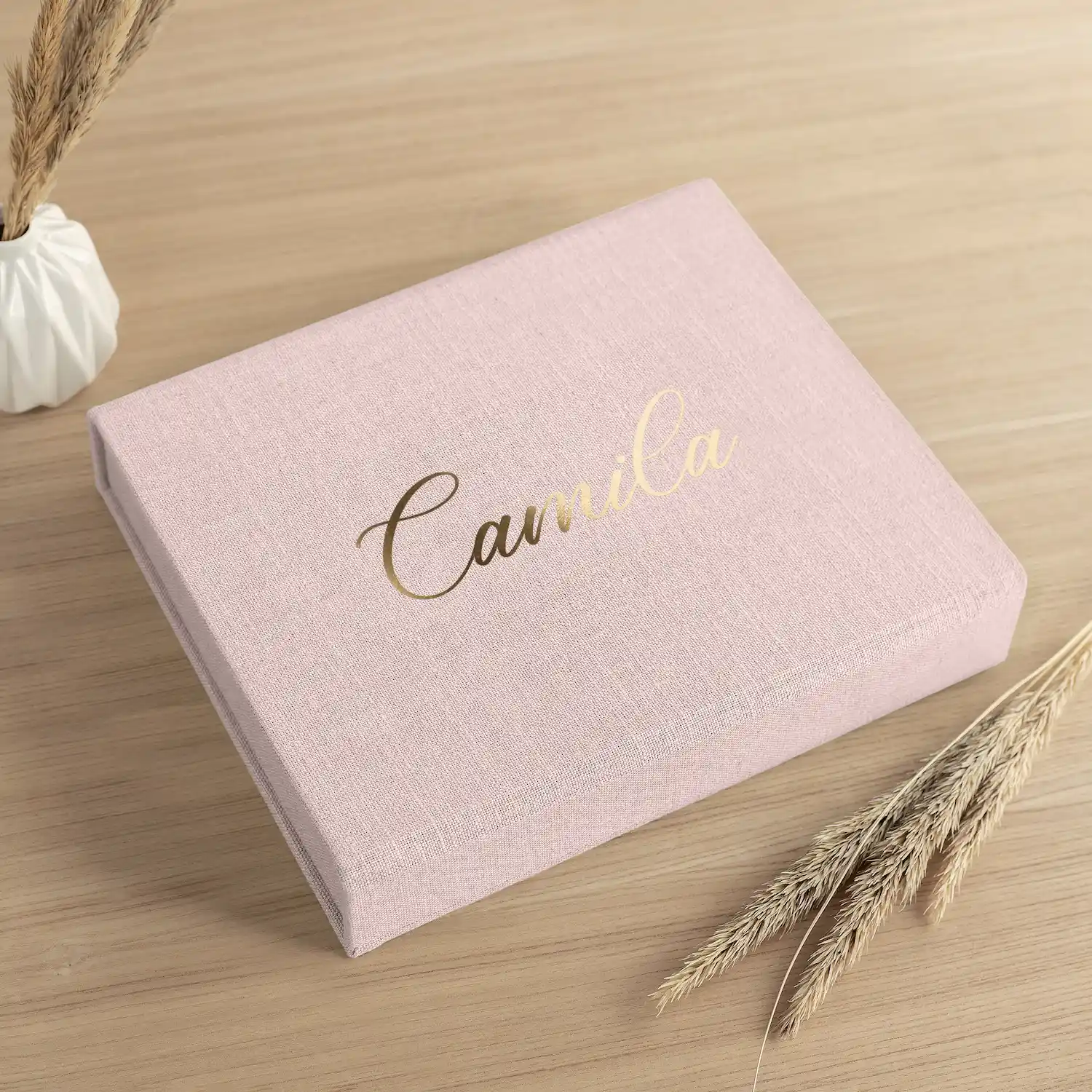 Linen Baby Keepsake Box, Magnet Closure, Design B249 - Image 2