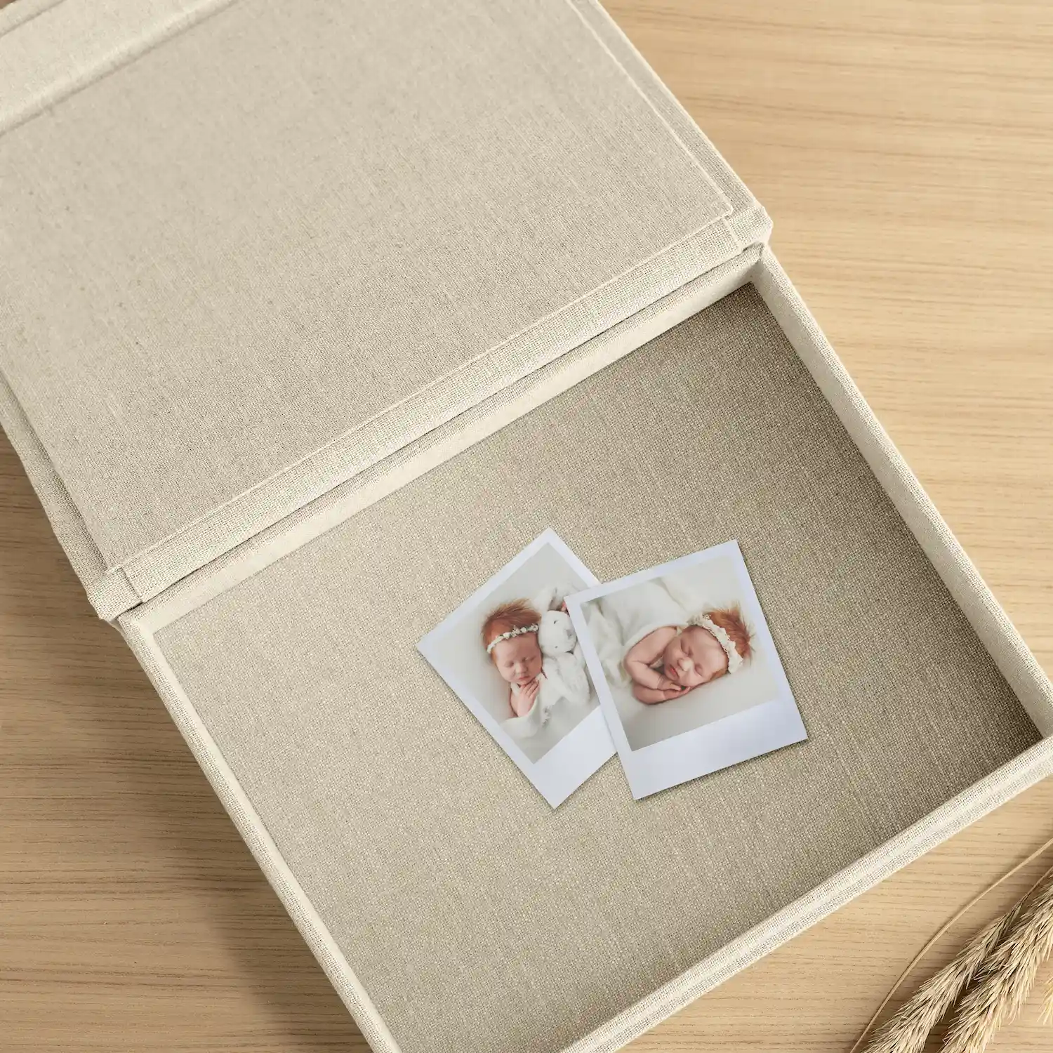 Linen Baby Keepsake Box, Photo Window, Magnet Closure - Image 5