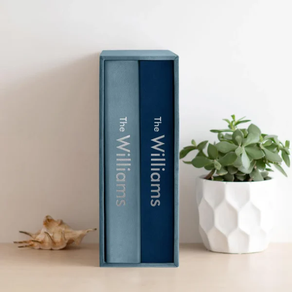 Two Velvet Ring Binders with Slipcase