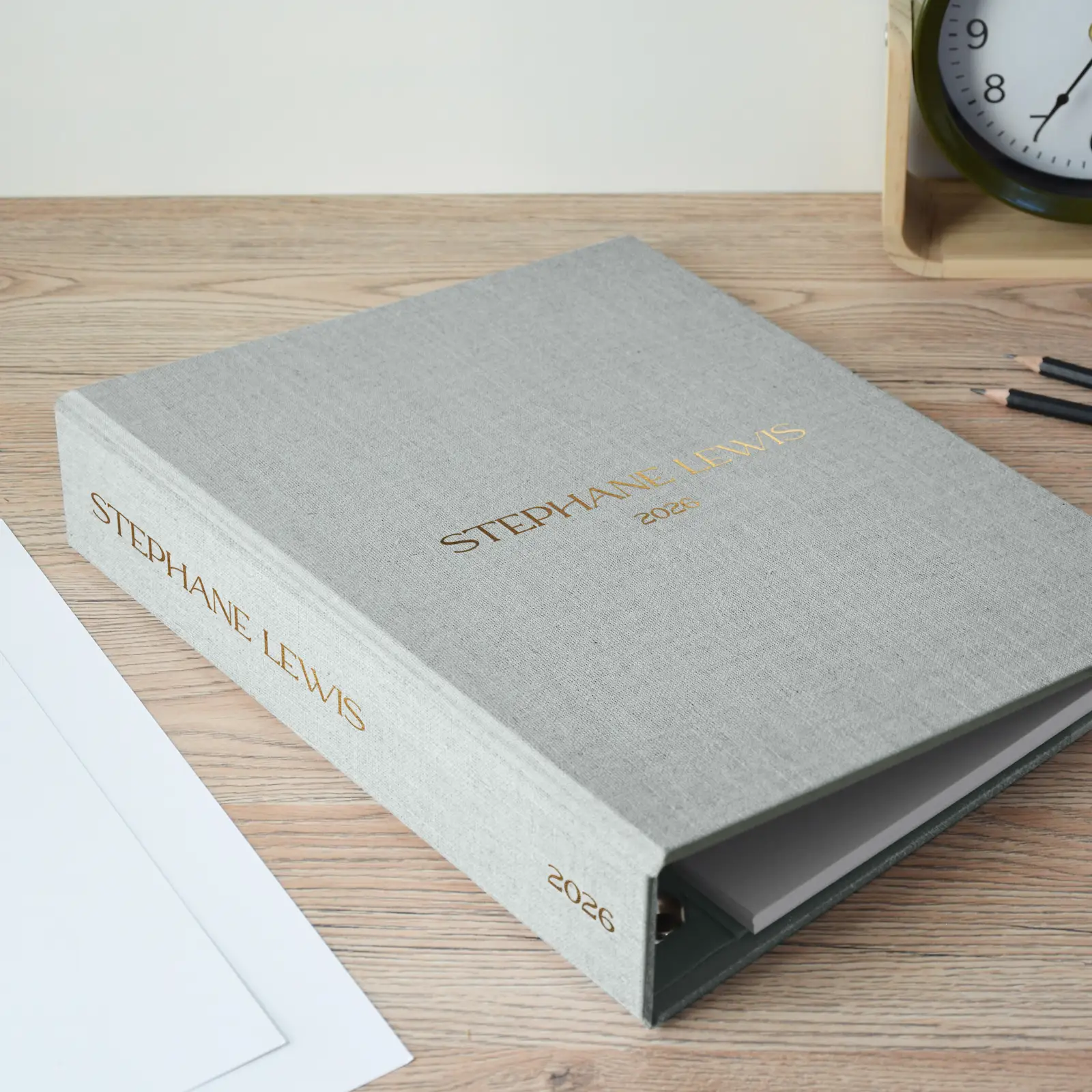 Linen Ring Binder, Pocket on Right Side - Image 3