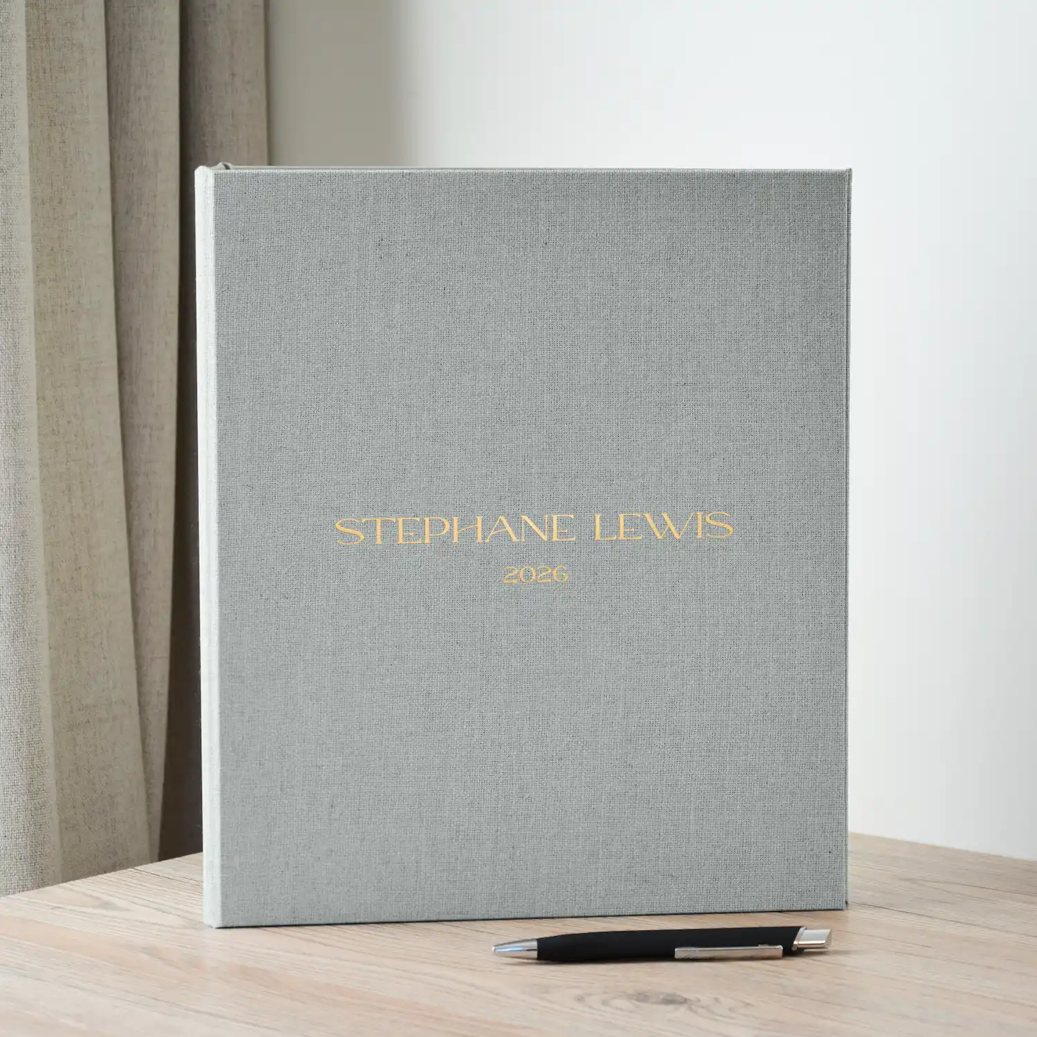 Linen Ring Binder, Pocket on Right Side - Image 2
