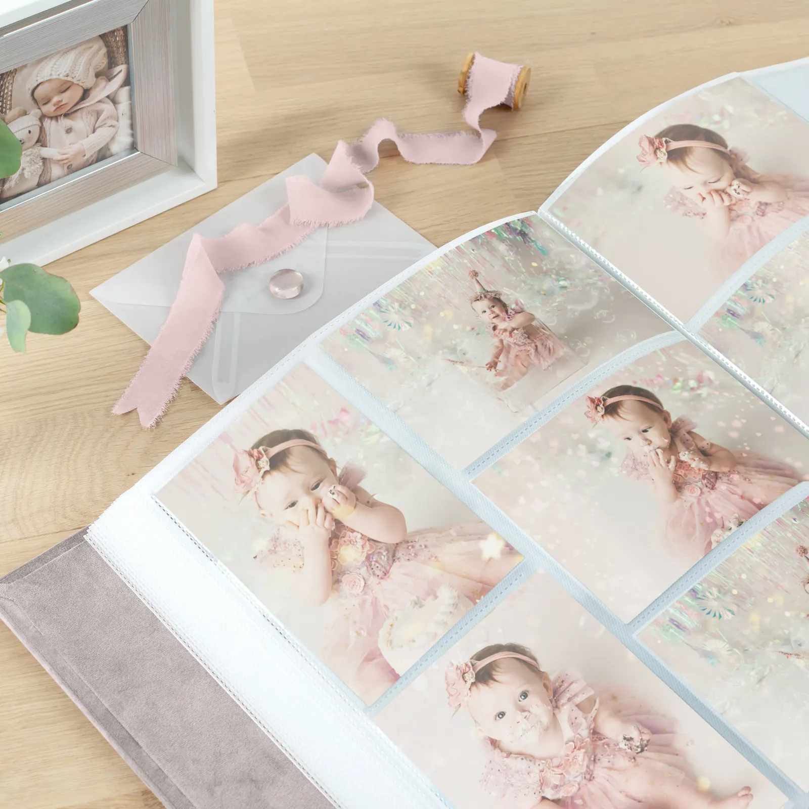 Velvet Baby Slip In Photo Album for 8x10 Photos, Photo Window - Image 5