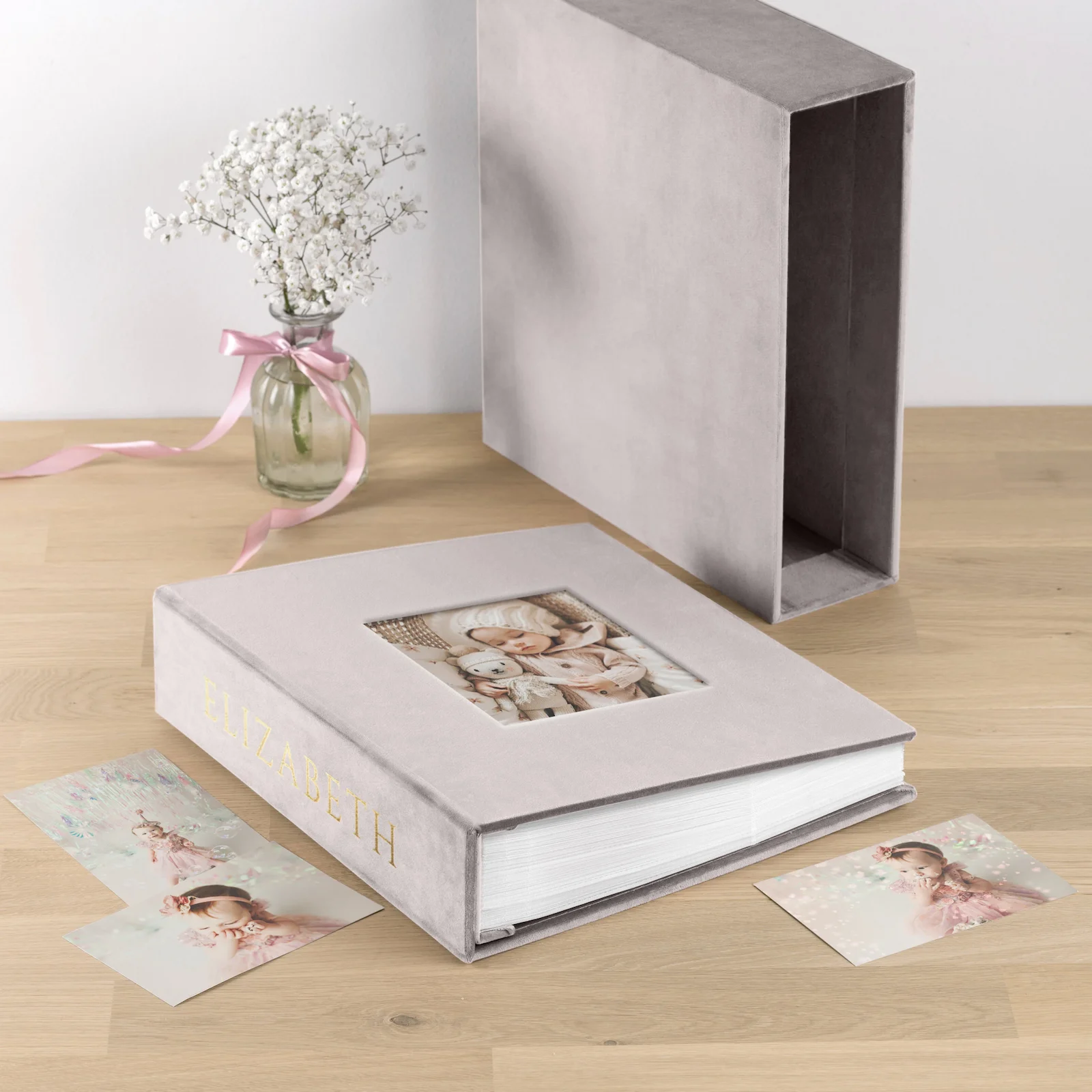 Velvet Baby Slip In Photo Album for 8x10 Photos, Photo Window - Image 6