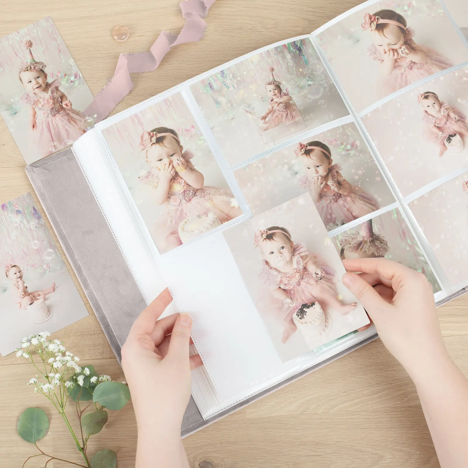 Velvet Baby Slip In Photo Album for 8x10 Photos, Photo Window - Image 4