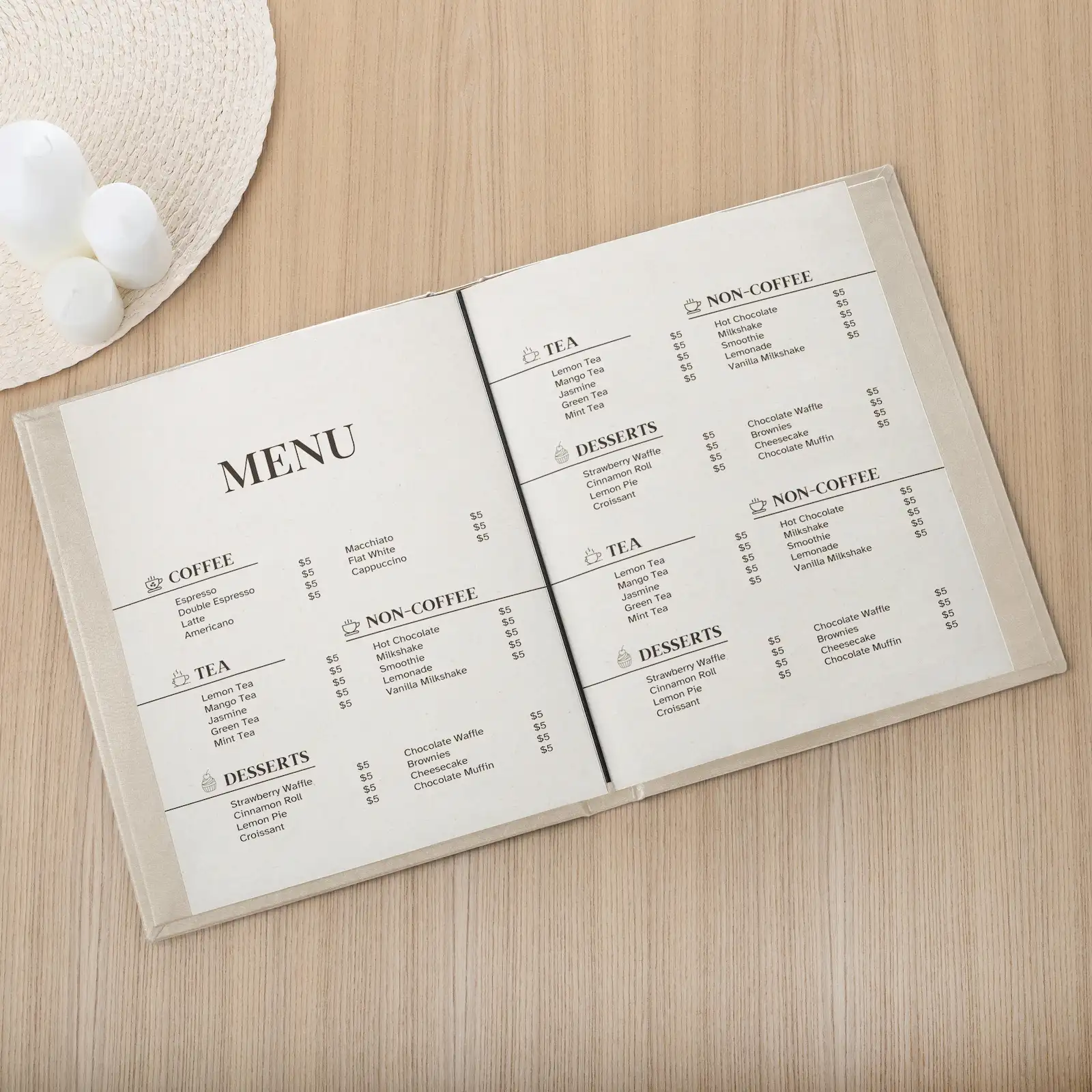 Custom Eco Leather Menu Book, UV - Image 3