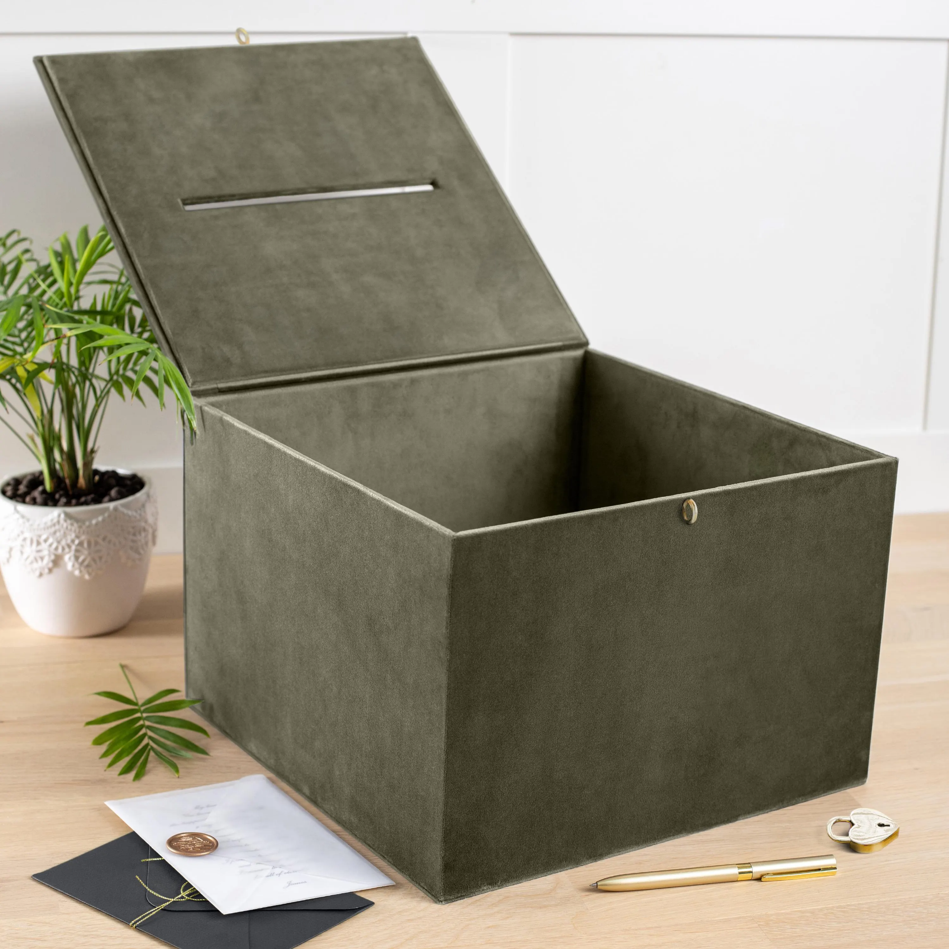 Velvet Wedding Card Box With Slot, Design W198 - Image 9