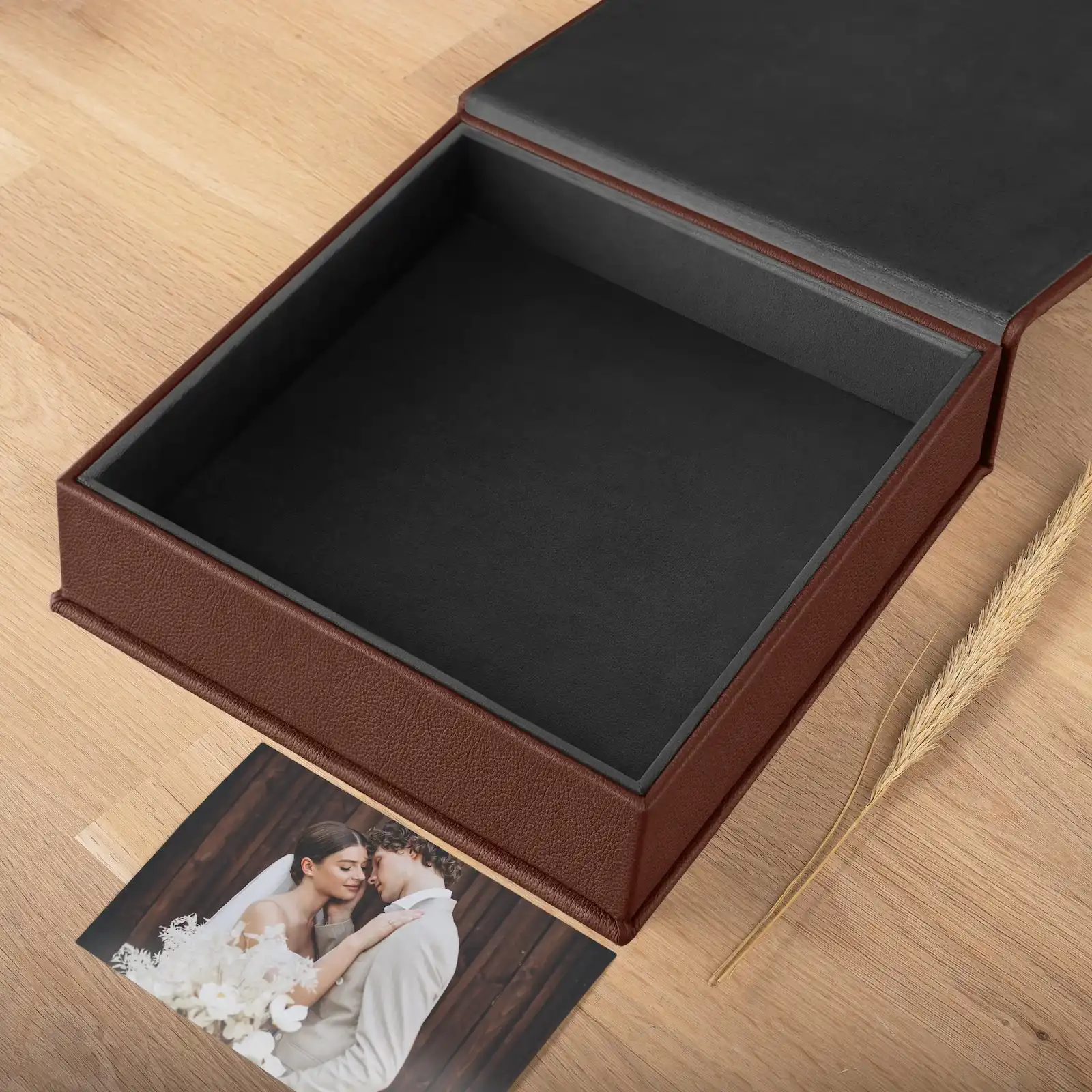 Leather Keepsake Box with Velvet Interior - Image 2