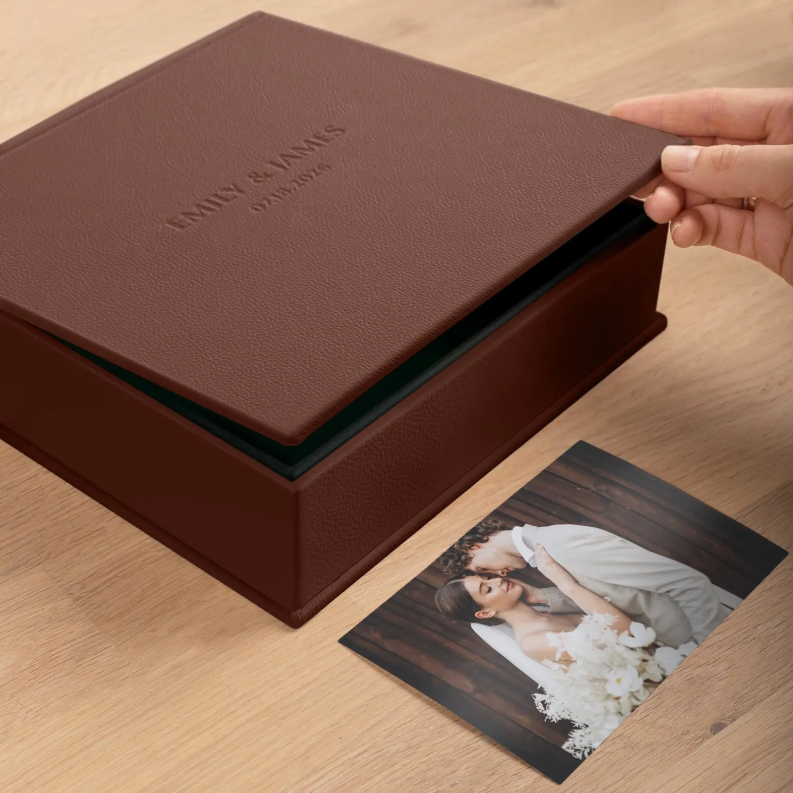 Leather Keepsake Box with Velvet Interior - Image 3